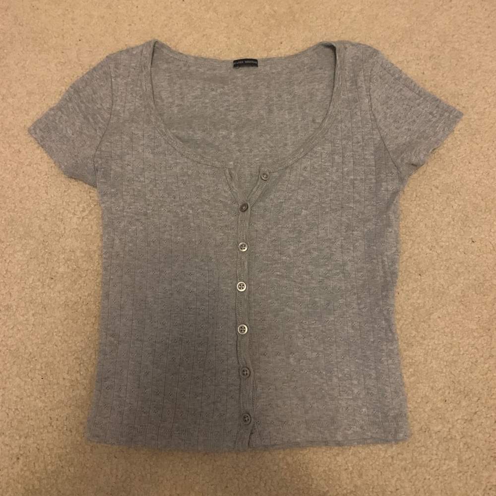 Grey Button Brandy Melville Top